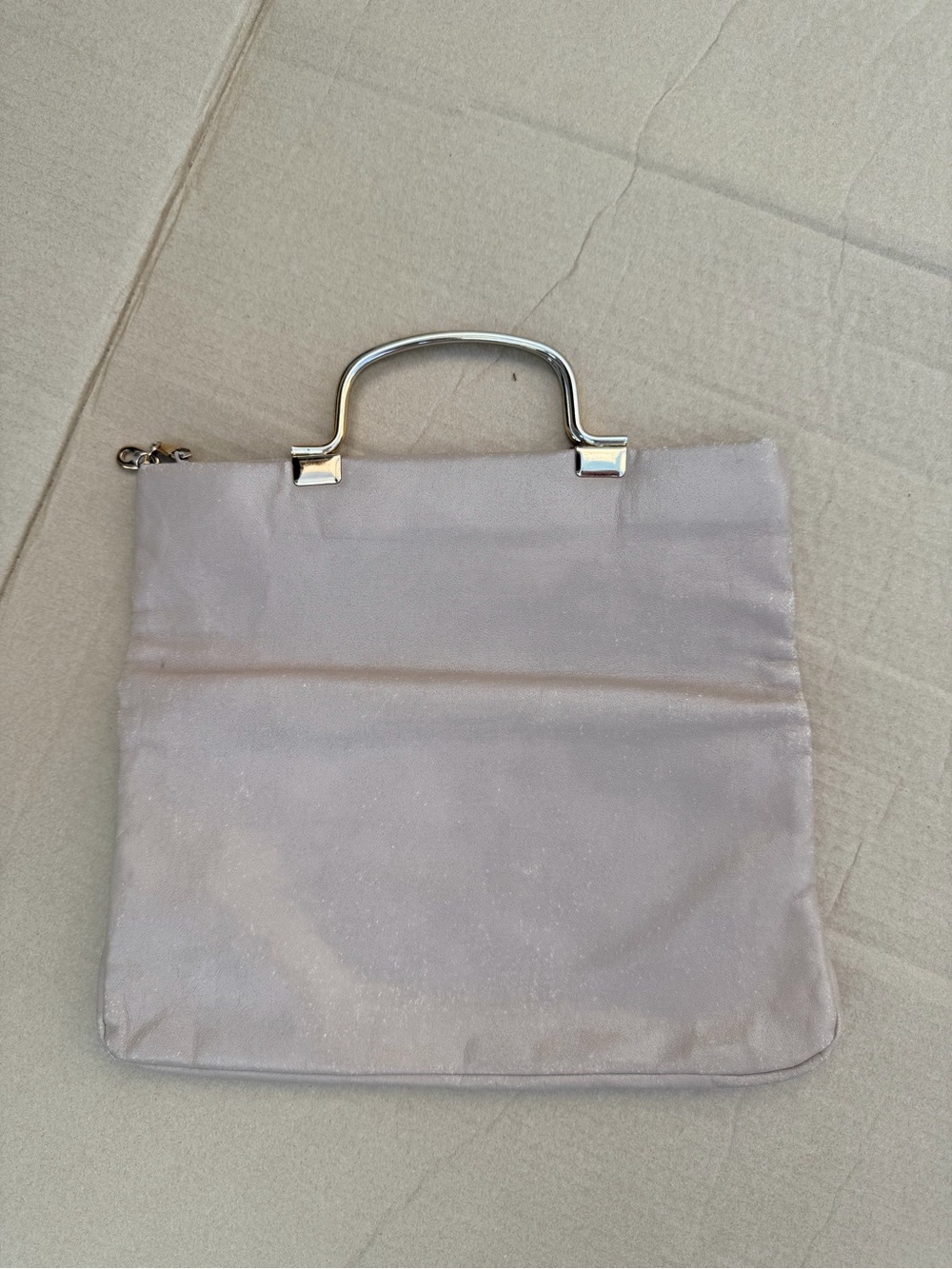Vintage 70s CARA Made in USA Foldover Clutch Metal Arch Handle Taupe Mauve Purse